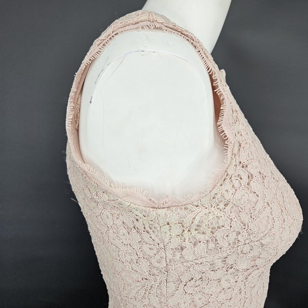 Adrianna Papell Dress Formal Gown 2 Pink Champagne Lace Sleeveless Sheath Maxi - Picture 6 of 16